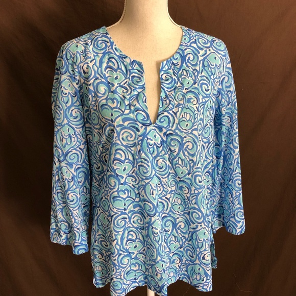 Lilly Pulitzer Amelia Island Top Chasing Tail M - Picture 2 of 7